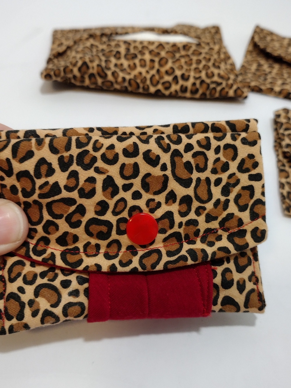 Handmade Leopard Print Fabric Pouch Set – 4 Pieces, Snap Closures - Picture 3 of 15